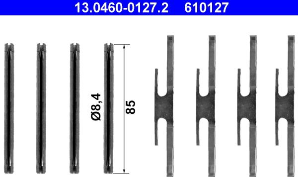 ATE 13.0460-0127.2 - Комплектующие для колодок дискового тормоза autospares.lv