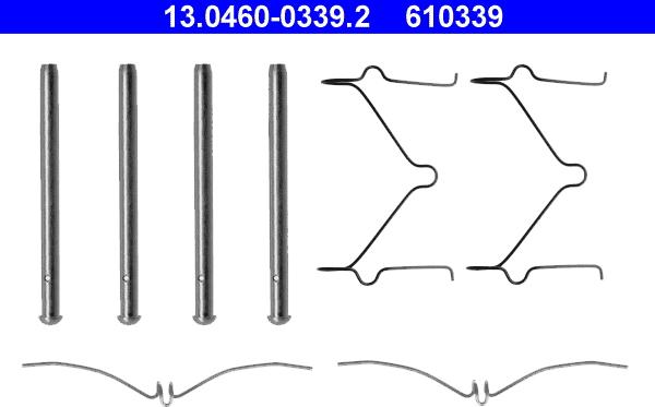 ATE 13.0460-0339.2 - Комплектующие для колодок дискового тормоза autospares.lv