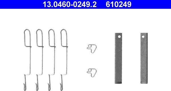 ATE 13.0460-0249.2 - Комплектующие для колодок дискового тормоза autospares.lv