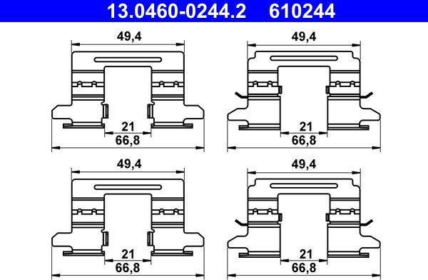 ATE 13.0460-0244.2 - Комплектующие для колодок дискового тормоза autospares.lv