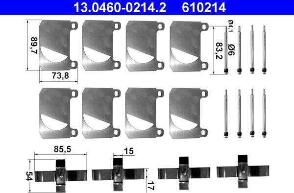 ATE 13.0460-0214.2 - Комплектующие для колодок дискового тормоза autospares.lv