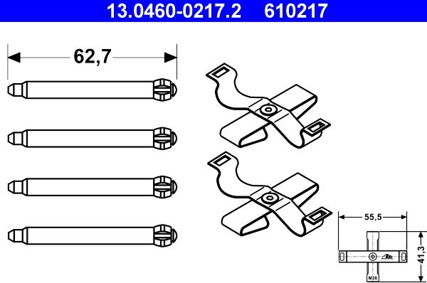 ATE 13.0460-0217.2 - Комплектующие для колодок дискового тормоза autospares.lv