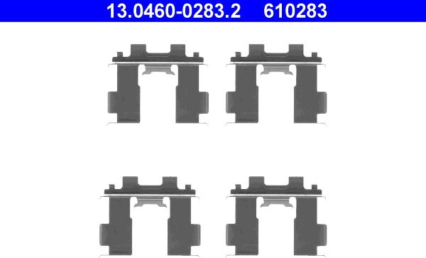 ATE 13.0460-0283.2 - Комплектующие для колодок дискового тормоза autospares.lv