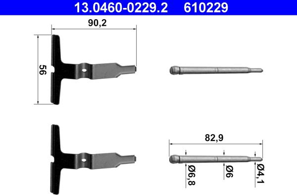 ATE 13.0460-0229.2 - Комплектующие для колодок дискового тормоза autospares.lv