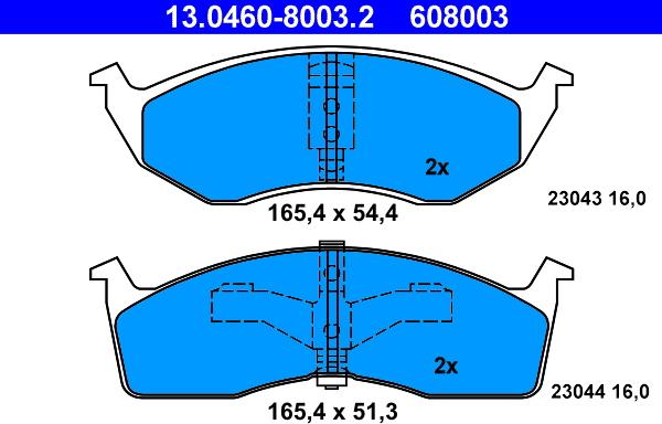 ATE 13.0460-8003.2 - Тормозные колодки, дисковые, комплект autospares.lv