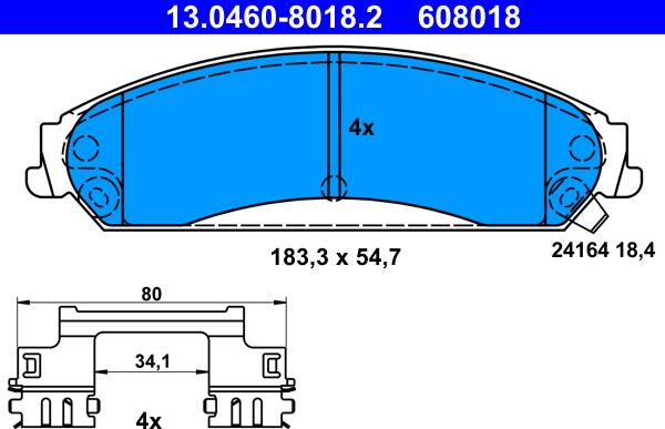 ATE 13.0460-8018.2 - Тормозные колодки, дисковые, комплект autospares.lv