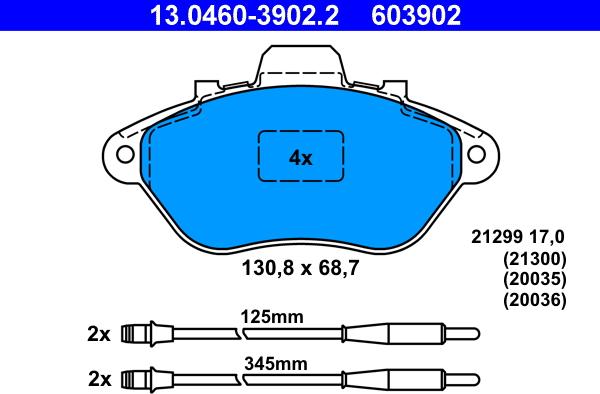 ATE 13.0460-3902.2 - Тормозные колодки, дисковые, комплект autospares.lv