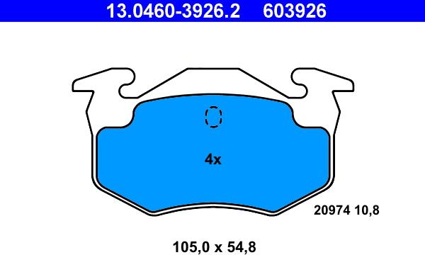 ATE 13.0460-3926.2 - Тормозные колодки, дисковые, комплект autospares.lv