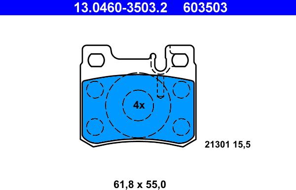 ATE 13.0460-3503.2 - Тормозные колодки, дисковые, комплект autospares.lv