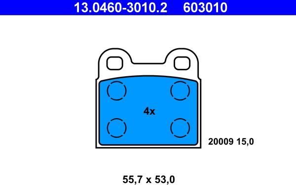 ATE 13.0460-3010.2 - Тормозные колодки, дисковые, комплект autospares.lv