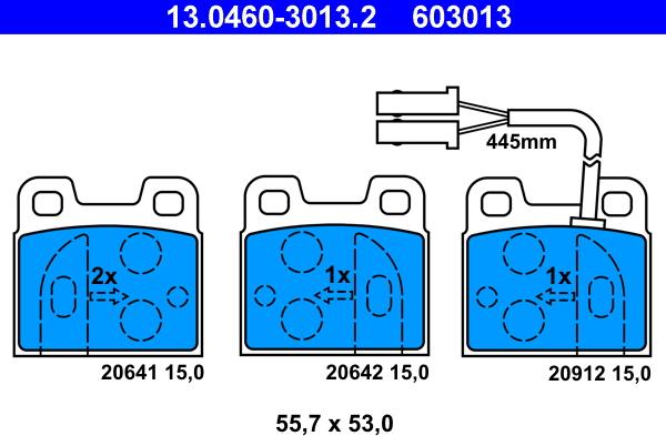 ATE 13.0460-3013.2 - Тормозные колодки, дисковые, комплект autospares.lv