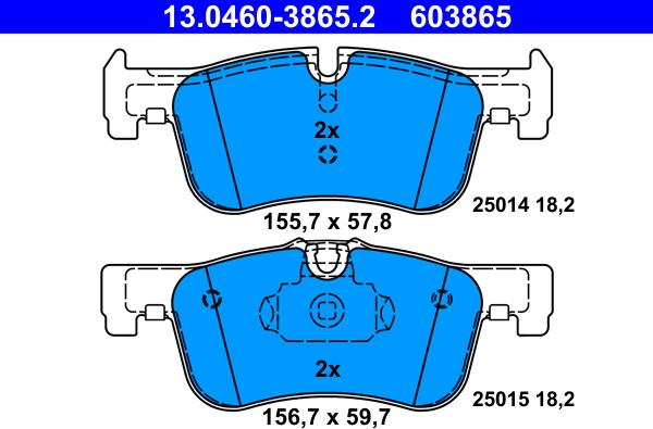 ATE 13.0460-3865.2 - Тормозные колодки, дисковые, комплект autospares.lv