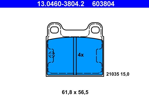 ATE 13.0460-3804.2 - Тормозные колодки, дисковые, комплект autospares.lv