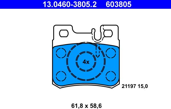 ATE 13.0460-3805.2 - Тормозные колодки, дисковые, комплект autospares.lv