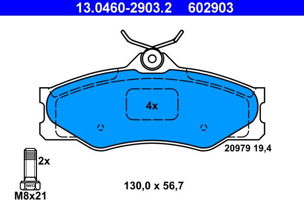 ATE 13.0460-2903.2 - Тормозные колодки, дисковые, комплект autospares.lv