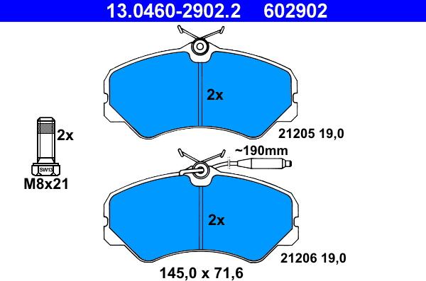 ATE 13.0460-2902.2 - Тормозные колодки, дисковые, комплект autospares.lv
