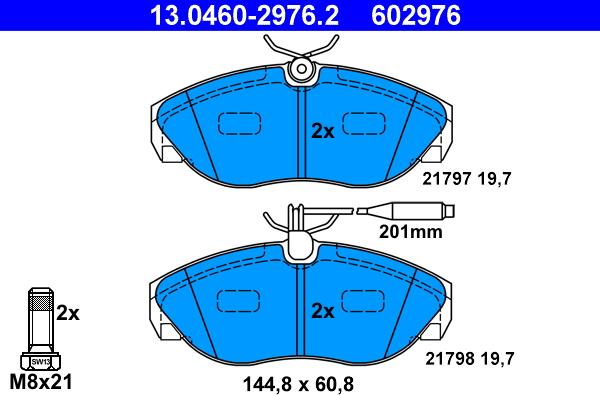 ATE 13.0460-2976.2 - Тормозные колодки, дисковые, комплект autospares.lv