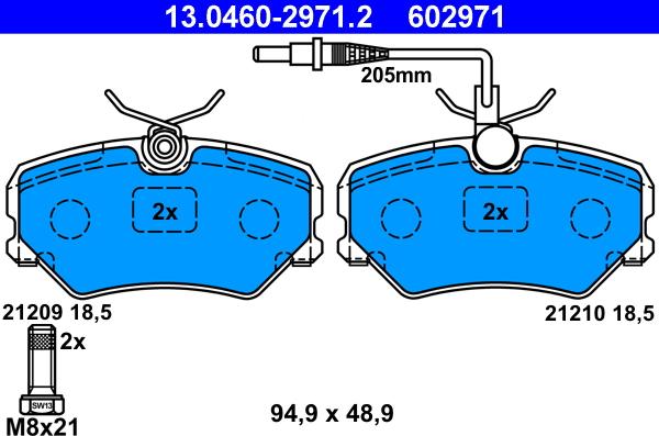 ATE 13.0460-2971.2 - Тормозные колодки, дисковые, комплект autospares.lv