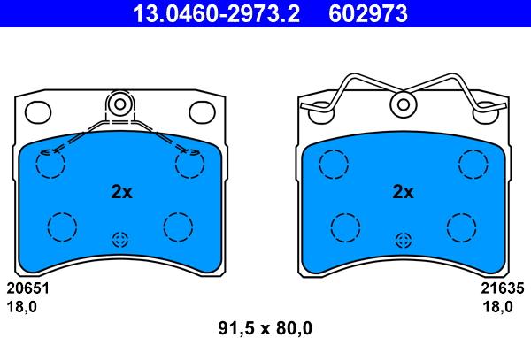 ATE 13.0460-2973.2 - Тормозные колодки, дисковые, комплект autospares.lv