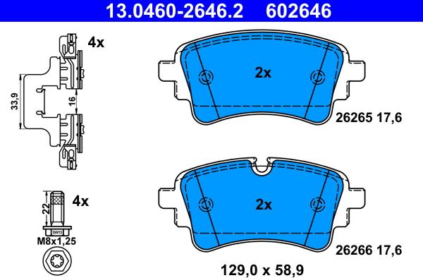 ATE 13.0460-2646.2 - Тормозные колодки, дисковые, комплект autospares.lv