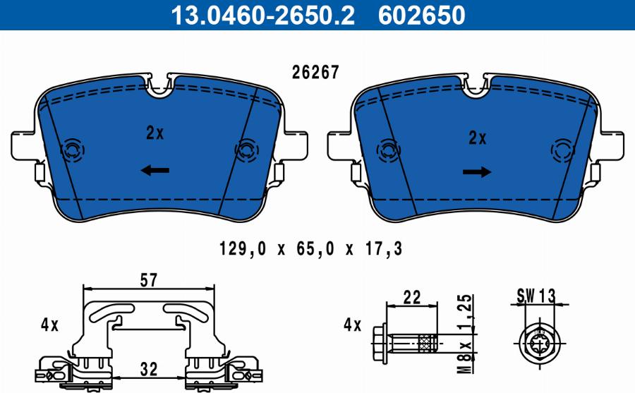 ATE 13046026502 - Тормозные колодки, дисковые, комплект autospares.lv