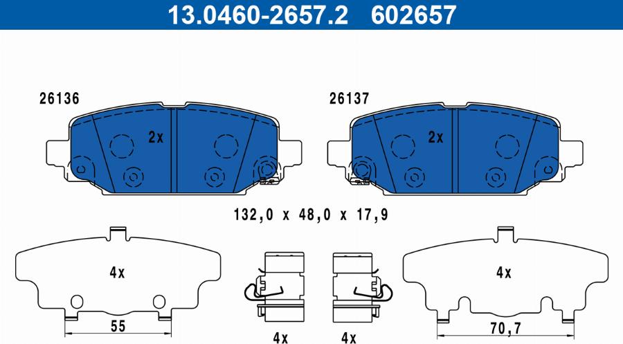 ATE 13046026572 - Тормозные колодки, дисковые, комплект autospares.lv