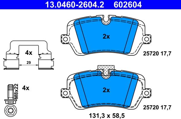 ATE 13.0460-2604.2 - Тормозные колодки, дисковые, комплект autospares.lv