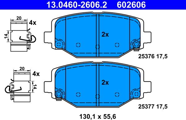 ATE 13.0460-2606.2 - Тормозные колодки, дисковые, комплект autospares.lv