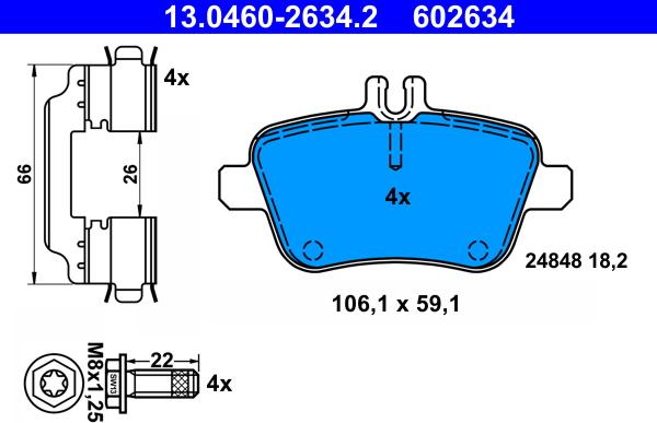 ATE 13.0460-2634.2 - Тормозные колодки, дисковые, комплект autospares.lv