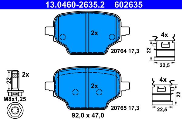 ATE 13.0460-2635.2 - Тормозные колодки, дисковые, комплект autospares.lv