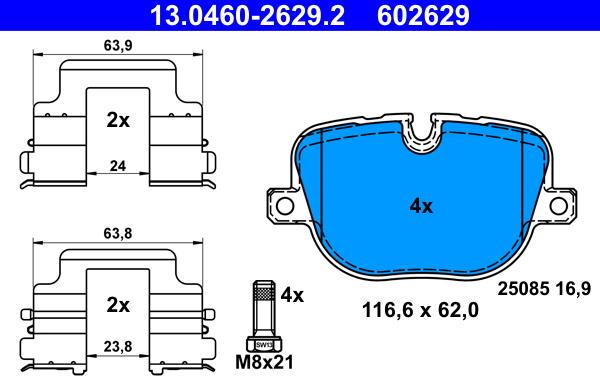 ATE 13.0460-2629.2 - Тормозные колодки, дисковые, комплект autospares.lv