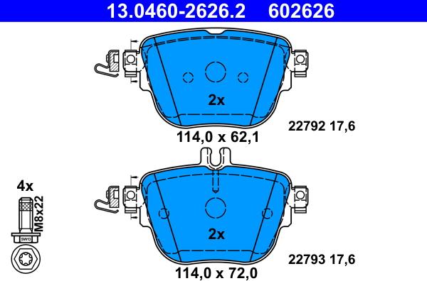 ATE 13.0460-2626.2 - Тормозные колодки, дисковые, комплект autospares.lv