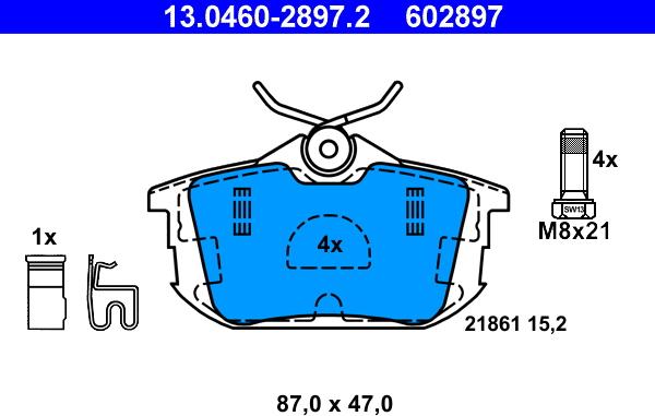 ATE 13.0460-2897.2 - Тормозные колодки, дисковые, комплект autospares.lv