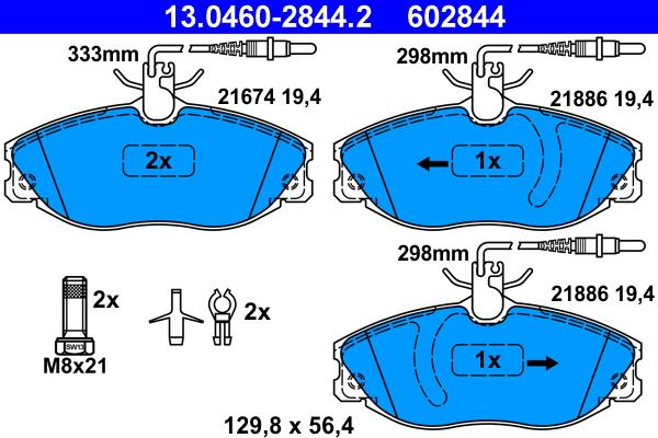 ATE 13.0460-2844.2 - Тормозные колодки, дисковые, комплект autospares.lv