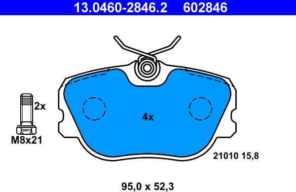 ATE 13.0460-2846.2 - Тормозные колодки, дисковые, комплект autospares.lv