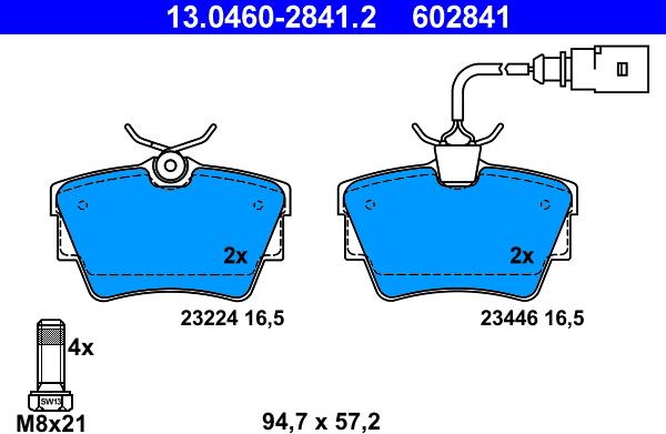 ATE 13.0460-2841.2 - Тормозные колодки, дисковые, комплект autospares.lv