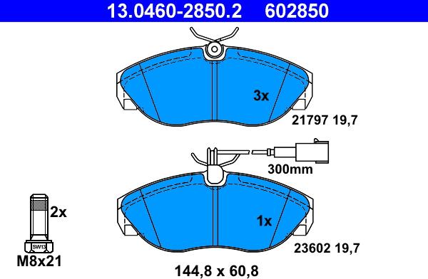 ATE 13.0460-2850.2 - Тормозные колодки, дисковые, комплект autospares.lv