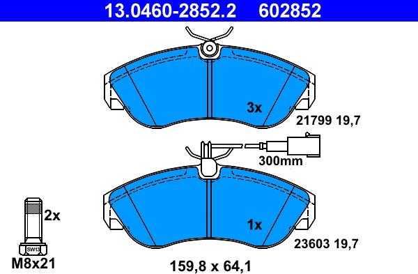 ATE 13.0460-2852.2 - Тормозные колодки, дисковые, комплект autospares.lv