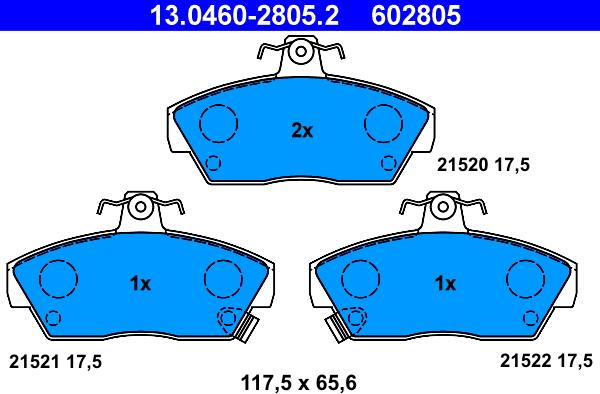 ATE 13.0460-2805.2 - Тормозные колодки, дисковые, комплект autospares.lv