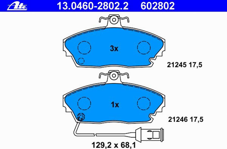 ATE 13.0460-2802.2 - Тормозные колодки, дисковые, комплект autospares.lv