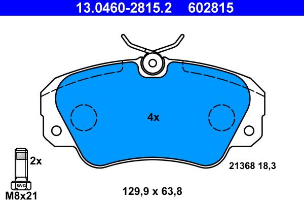 ATE 13.0460-2815.2 - Тормозные колодки, дисковые, комплект autospares.lv