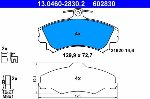 ATE 13.0460-2830.2 - Тормозные колодки, дисковые, комплект autospares.lv