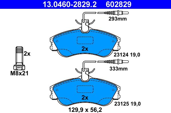 ATE 13.0460-2829.2 - Тормозные колодки, дисковые, комплект autospares.lv