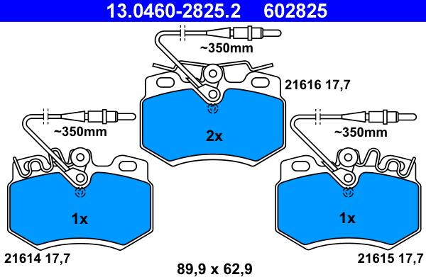 ATE 13.0460-2825.2 - Тормозные колодки, дисковые, комплект autospares.lv