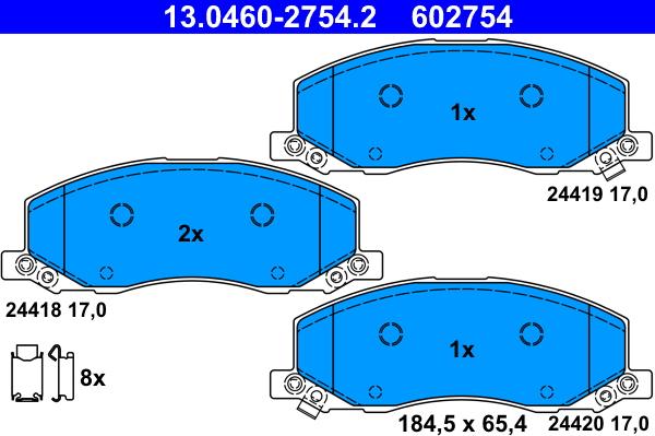 ATE 13.0460-2754.2 - Тормозные колодки, дисковые, комплект autospares.lv