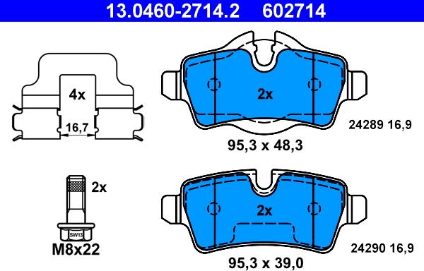 ATE 13.0460-2714.2 - Тормозные колодки, дисковые, комплект autospares.lv