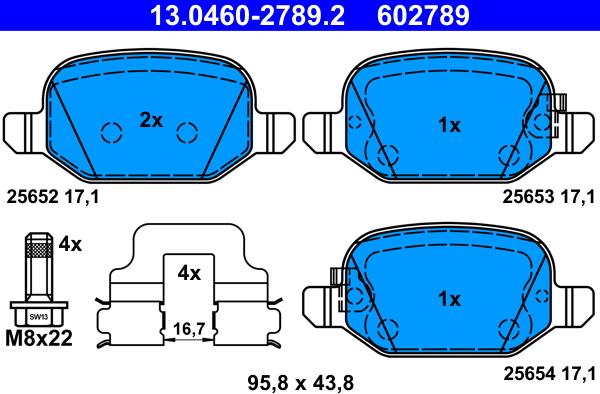 ATE 13.0460-2789.2 - Тормозные колодки, дисковые, комплект autospares.lv