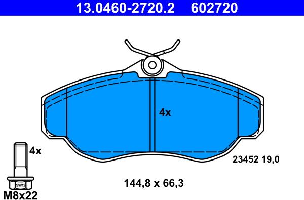 ATE 13.0460-2720.2 - Тормозные колодки, дисковые, комплект autospares.lv