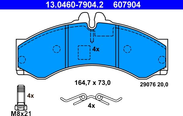 ATE 13.0460-7904.2 - Тормозные колодки, дисковые, комплект autospares.lv