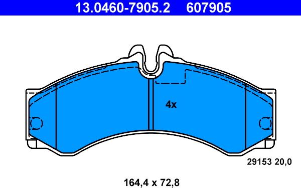 ATE 13.0460-7905.2 - Тормозные колодки, дисковые, комплект autospares.lv